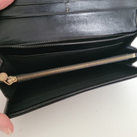 Fendi Vintage Pequin Wallet Canvas Leather Wallet Black Clutch Envelope Large - Picture 5 of 12